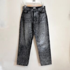 Sandro High Waist Straight Leg Jeans in Grey/Black Wash Size 42 (10)